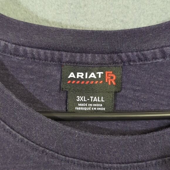 Ariat FR Shirt Men's 3XLT Tall Blue Air Crew Long Sleeve Flame Resistant Welder - Picture 5 of 13